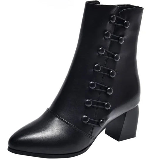 Sylvia | Warme Damen-Stiefeletten aus Leder mit seitlicher Schnalle